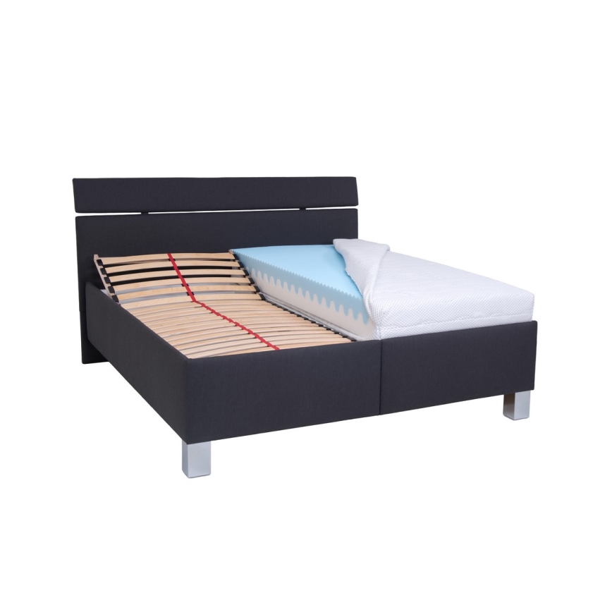 Cama tapizada ALIS 180x200 cm con espacio de almacenamiento, sin colchón, antracita