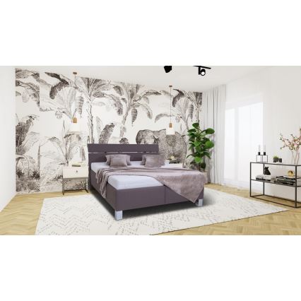 Cama tapizada ALIS 180x200 cm con espacio de almacenamiento, sin colchón, marrón