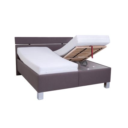 Cama tapizada ALIS 180x200 cm con espacio de almacenamiento, sin colchón, marrón