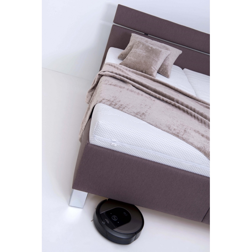 Cama tapizada ALIS 180x200 cm con espacio de almacenamiento, sin colchón, marrón