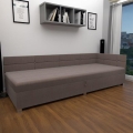 Cama tapizada AMSTERDAM 90x200 cm con cabecero reversible y amplio espacio de almacenamiento, beige