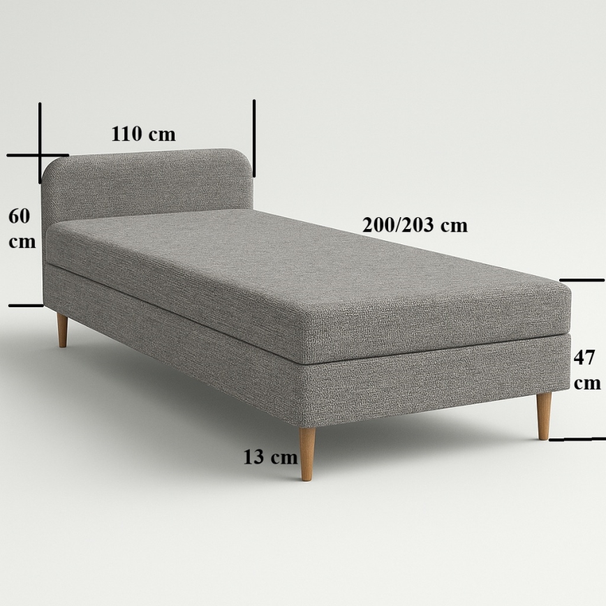 Cama tapizada BRISBANE 110x200 cm marrón