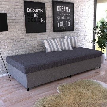 Cama tapizada con almacenamiento CORY 80x200 gris