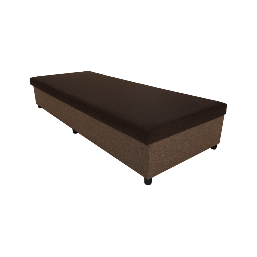 Cama tapizada con almacenamiento CORY 80x200 marrón