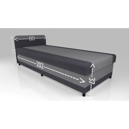 Cama tapizada con almacenamiento TALI 80x202 gris/antracita