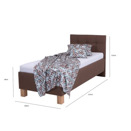 Cama tapizada con arcón de almacenaje, sin colchón, MARIA ONE, 90 x 200 cm, marrón
