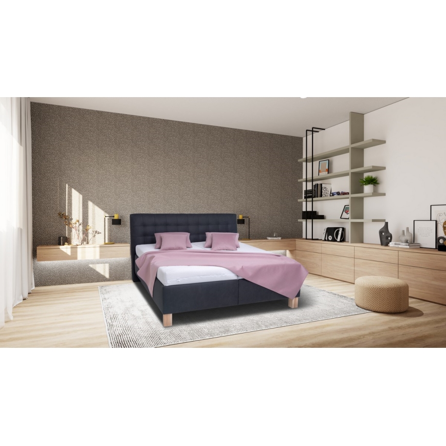 Cama tapizada con arcón de almacenamiento, sin colchón VIOLET 160x200 cm antracita