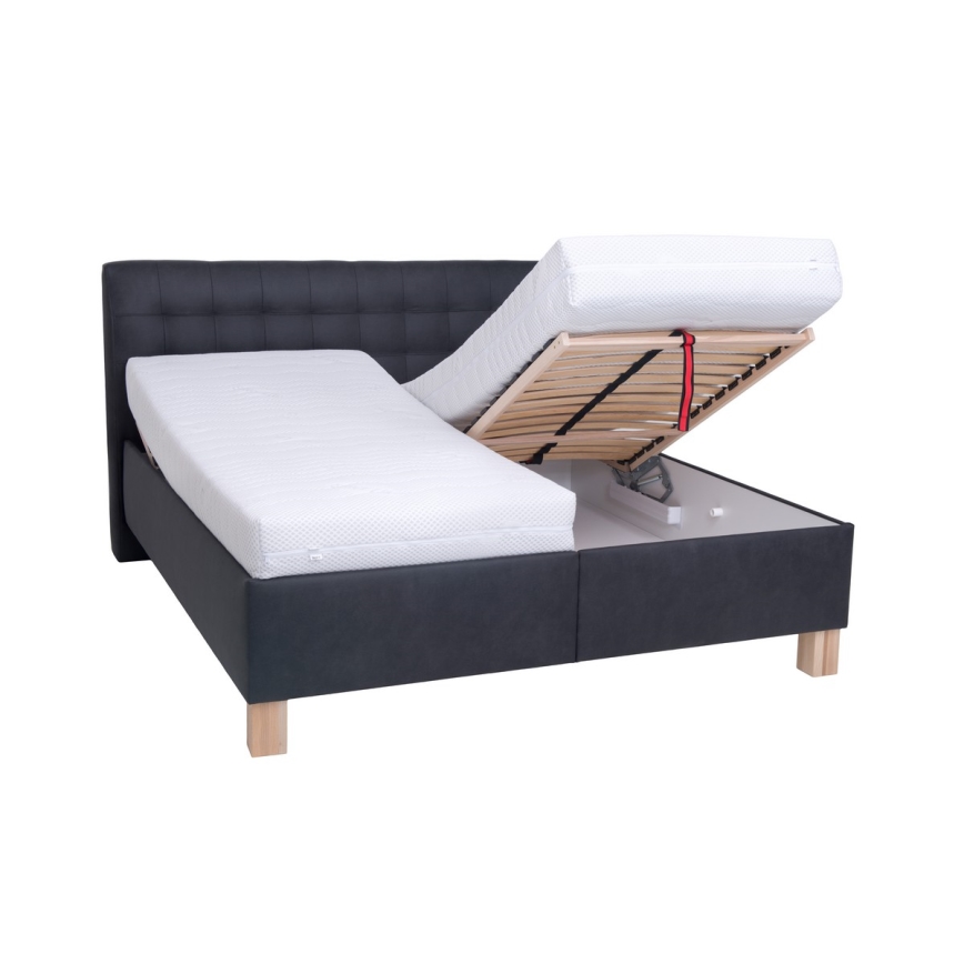 Cama tapizada con arcón de almacenamiento, sin colchón VIOLET 160x200 cm antracita