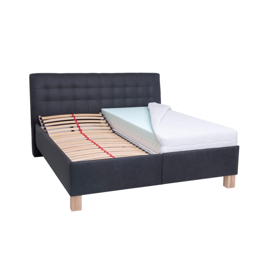 Cama tapizada con arcón de almacenamiento, sin colchón VIOLET 160x200 cm antracita