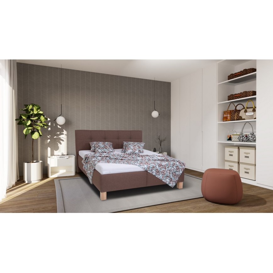 Cama tapizada con arcón sin colchón MARIA 180 x 200 cm marrón