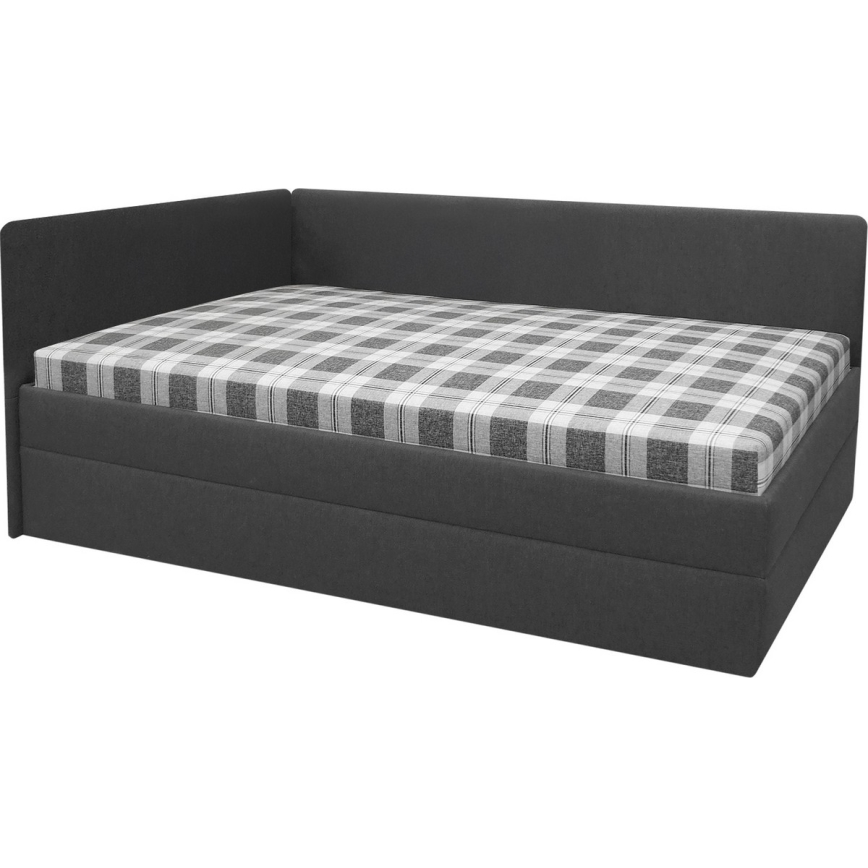 Cama tapizada con cabezal universal reversible (izq./der.) ARLY 110x200 cm antracita/blanco