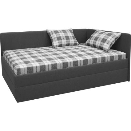 Cama tapizada con cabezal universal reversible (izq./der.) ARLY 110x200 cm antracita/blanco