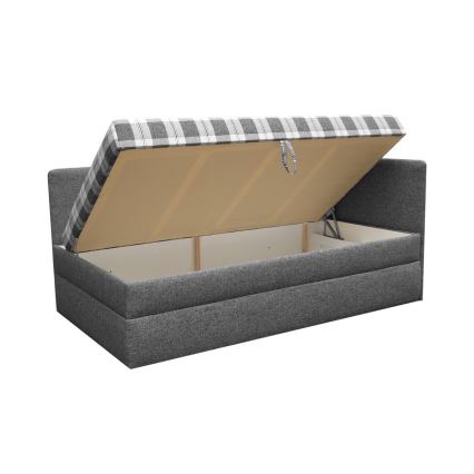 Cama tapizada con cabezal universal reversible (izq./der.) ARLY 110x200 cm antracita/blanco