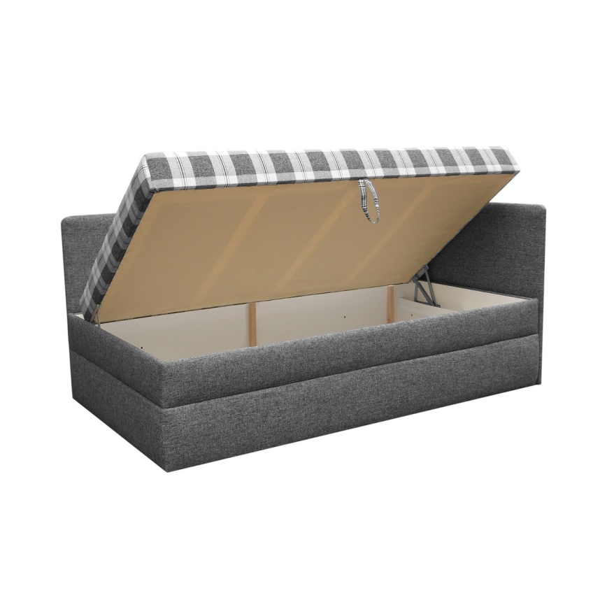 Cama tapizada con cabezal universal reversible (izq./der.) ARLY 110x200 cm antracita/blanco