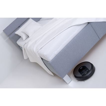 Cama tapizada con canapé ALIS 160x200 cm, sin colchón, gris claro