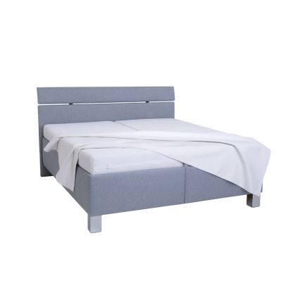 Cama tapizada con canapé ALIS 160x200 cm, sin colchón, gris claro
