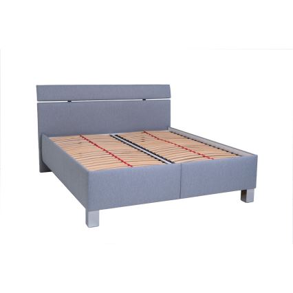 Cama tapizada con colchón y arcón ALIS 180x200 cm gris claro