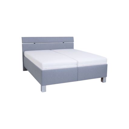 Cama tapizada con colchón y arcón ALIS 180x200 cm gris claro