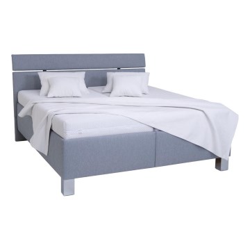 Cama tapizada con colchón y arcón de almacenamiento ALIS 160x200 cm gris claro