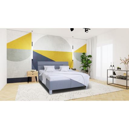 Cama tapizada con colchón y arcón de almacenamiento ALIS 160x200 cm gris claro