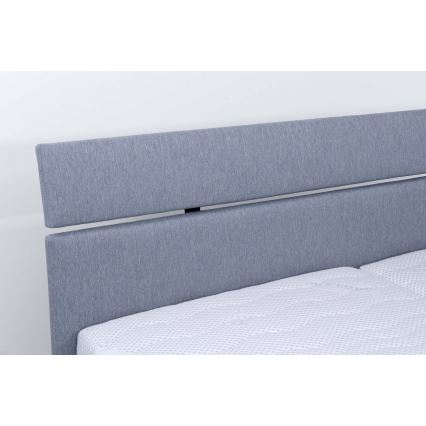 Cama tapizada con colchón y arcón de almacenamiento ALIS 160x200 cm gris claro