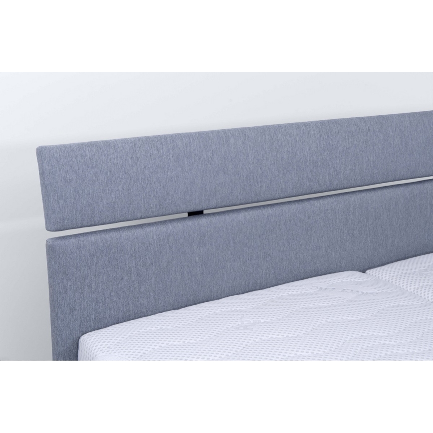 Cama tapizada con colchón y arcón de almacenamiento ALIS 160x200 cm gris claro