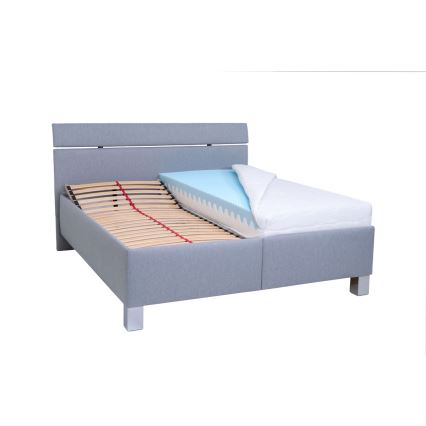 Cama tapizada con colchón y arcón de almacenamiento ALIS 160x200 cm gris claro