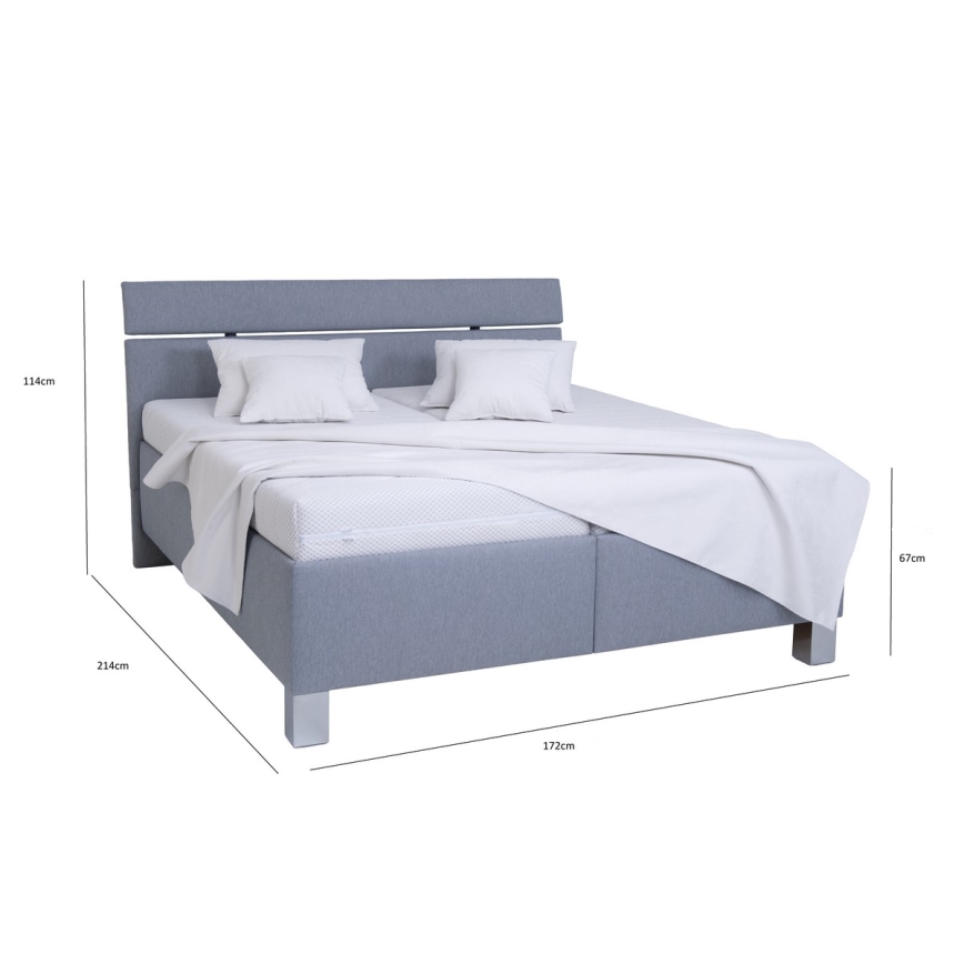 Cama tapizada con colchón y arcón de almacenamiento ALIS 160x200 cm gris claro