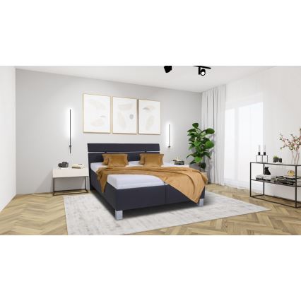 Cama tapizada con colchón y arcón de almacenamiento ALIS 180x200 cm antracita