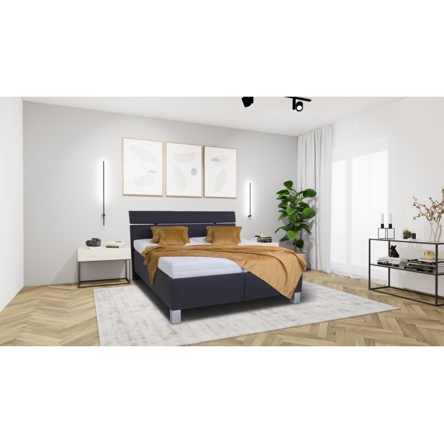 Cama tapizada con colchón y arcón de almacenamiento ALIS 180x200 cm antracita