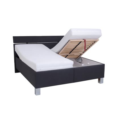Cama tapizada con colchón y arcón de almacenamiento ALIS 180x200 cm antracita