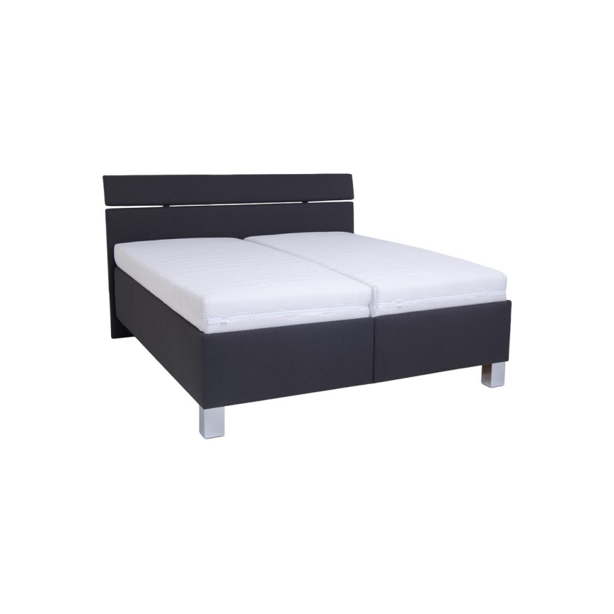 Cama tapizada con colchón y arcón de almacenamiento ALIS 180x200 cm antracita