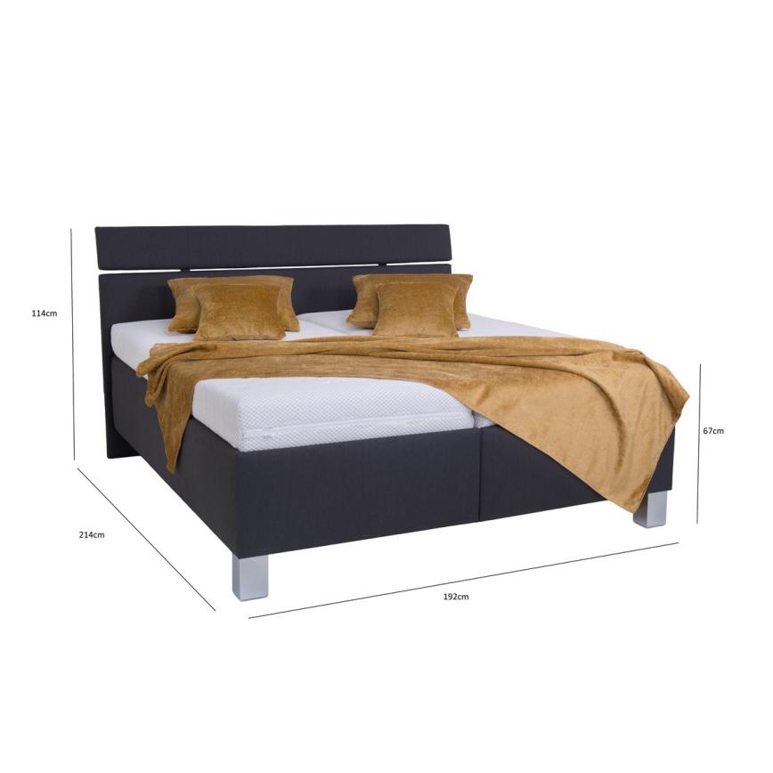 Cama tapizada con colchón y arcón de almacenamiento ALIS 180x200 cm antracita