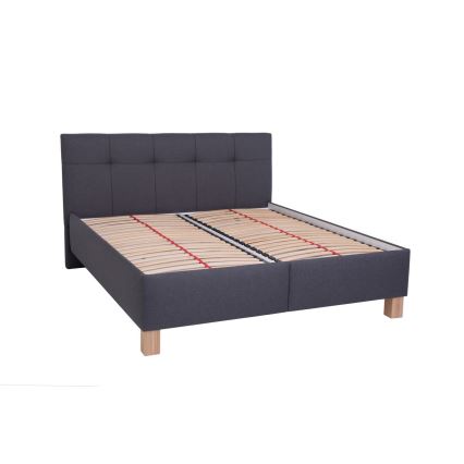 Cama tapizada con colchón y espacio de almacenamiento MARIA 160x200 cm gris