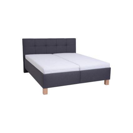 Cama tapizada con colchón y espacio de almacenamiento MARIA 160x200 cm gris