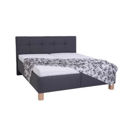 Cama tapizada con colchón y espacio de almacenamiento MARIA 160x200 cm gris
