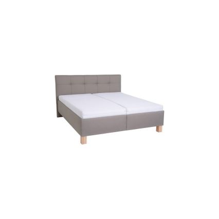 Cama tapizada con colchón y espacio de almacenamiento MARIA 180x200 cm color topo
