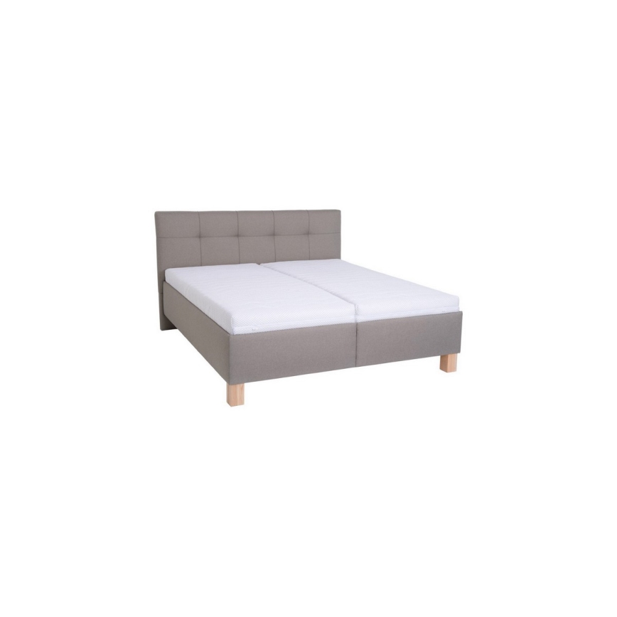 Cama tapizada con colchón y espacio de almacenamiento MARIA 180x200 cm color topo