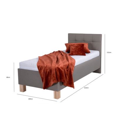 Cama tapizada con colchón y espacio de almacenamiento MARIA ONE 90x200 cm taupe