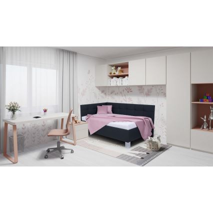 Cama tapizada con colchón y espacio de almacenamiento MARIA PETITE 120x200 cm antracita
