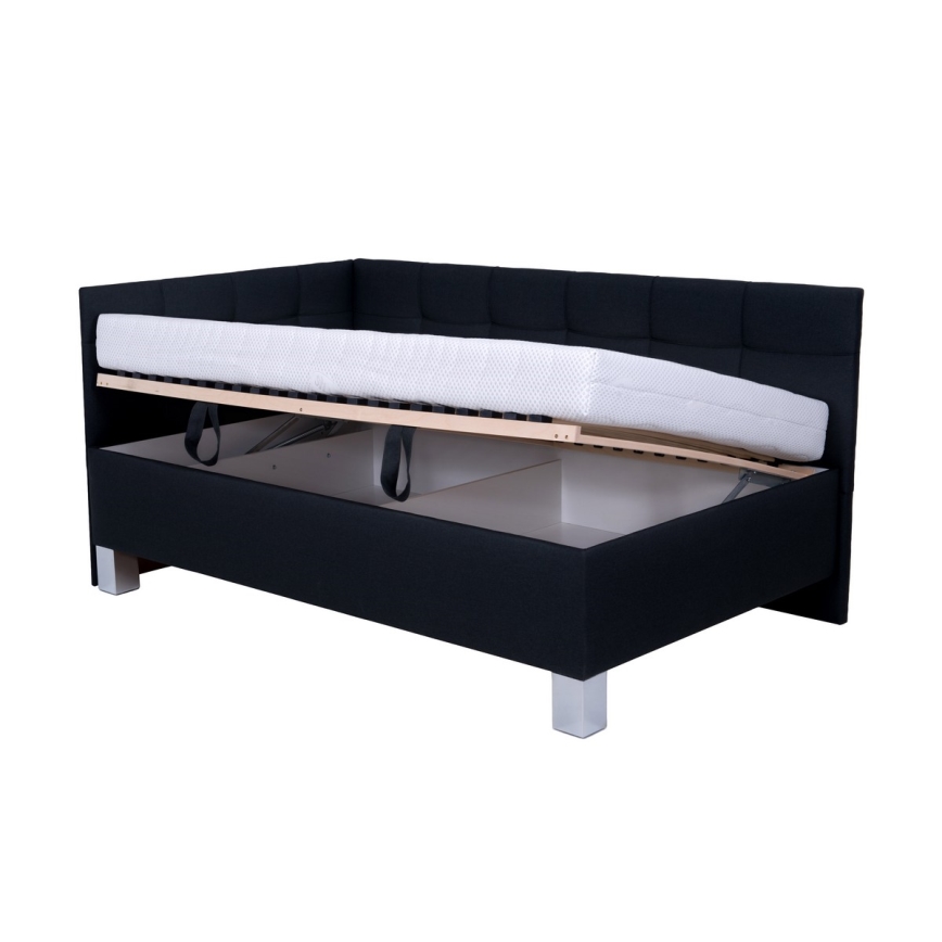 Cama tapizada con colchón y espacio de almacenamiento MARIA PETITE 120x200 cm antracita