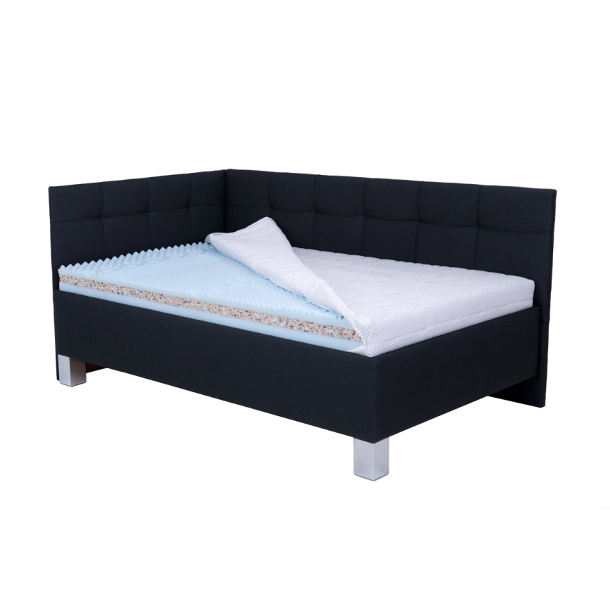 Cama tapizada con colchón y espacio de almacenamiento MARIA PETITE 120x200 cm antracita