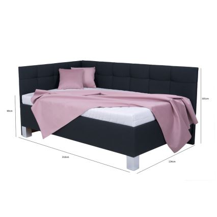 Cama tapizada con colchón y espacio de almacenamiento MARIA PETITE 120x200 cm antracita