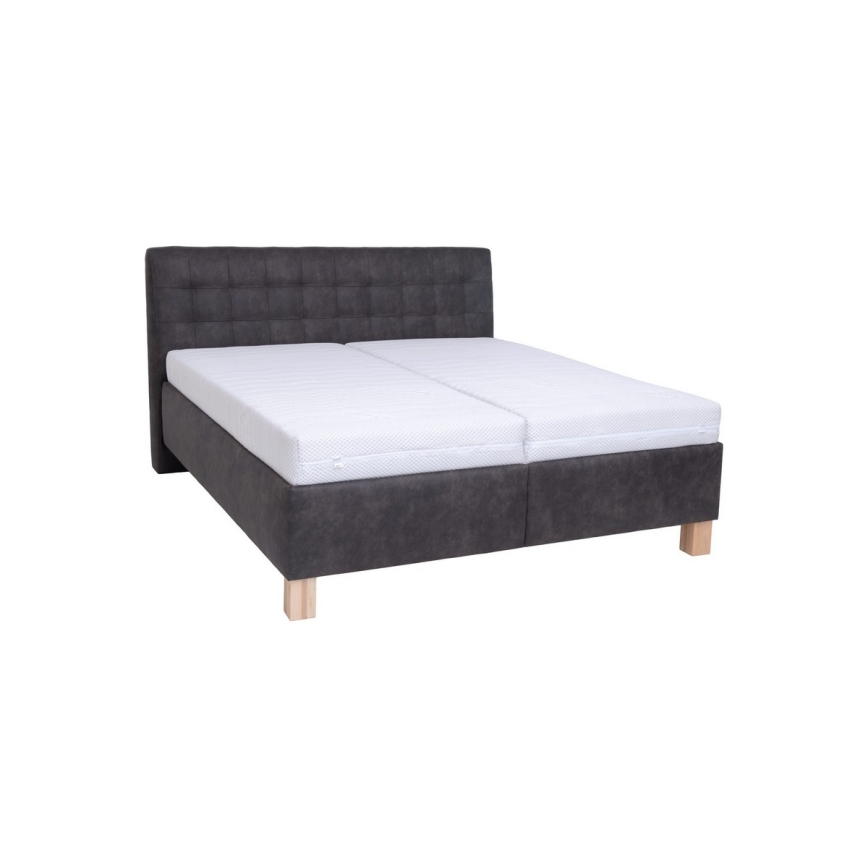 Cama tapizada con colchón y espacio de almacenamiento VIOLET 160x200 cm gris oscuro