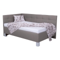Cama tapizada con colchón y práctico espacio de almacenamiento MARIA PETITE 120x200 cm taupe