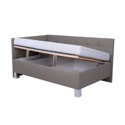 Cama tapizada con colchón y práctico espacio de almacenamiento MARIA PETITE 120x200 cm taupe
