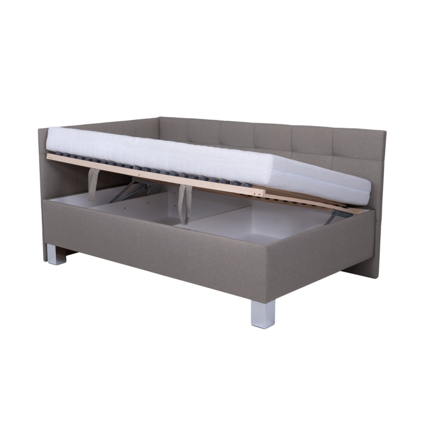 Cama tapizada con colchón y práctico espacio de almacenamiento MARIA PETITE 120x200 cm taupe