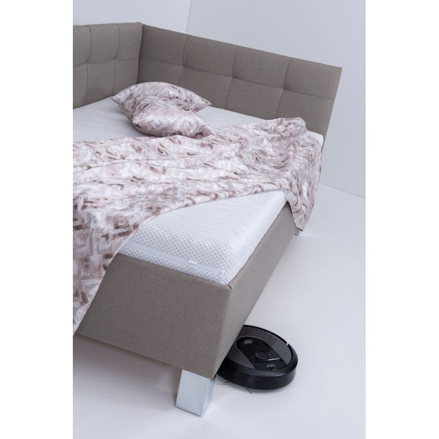 Cama tapizada con colchón y práctico espacio de almacenamiento MARIA PETITE 120x200 cm taupe