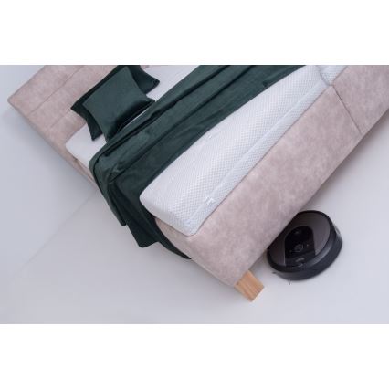 Cama tapizada con colchón y práctico espacio de almacenamiento VIOLET 160x200 cm beige