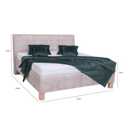 Cama tapizada con colchón y práctico espacio de almacenamiento VIOLET 160x200 cm beige